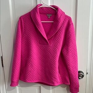 Talbots Bright Pink Quilted Cowl Neck Sweater